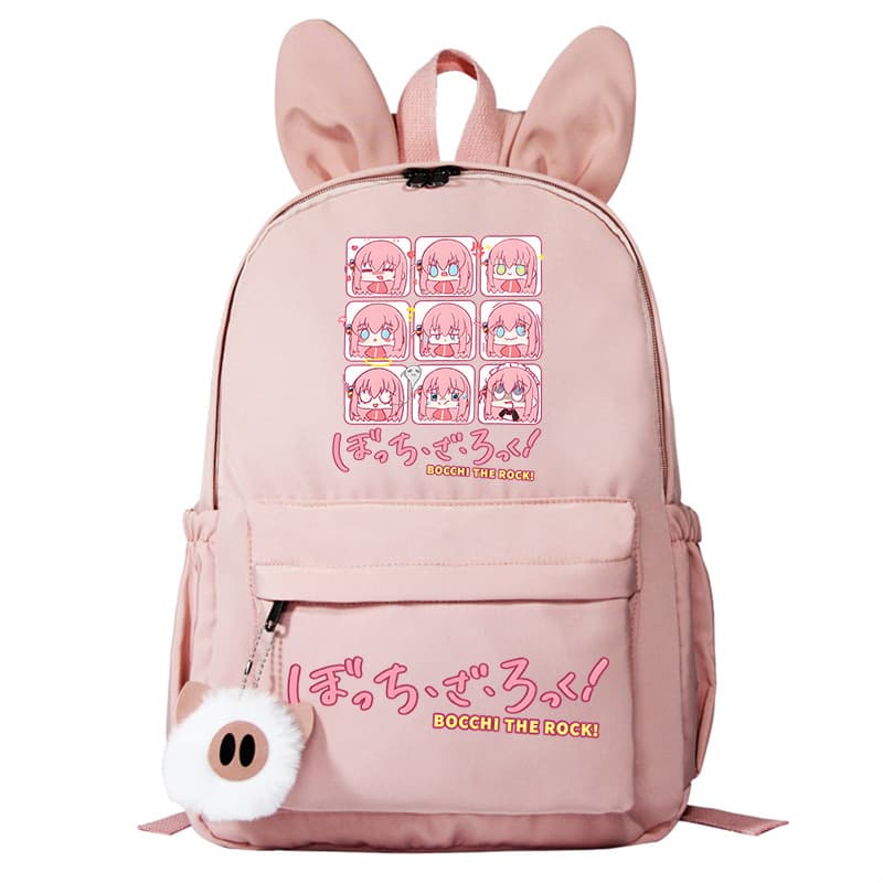 Trendy Anime Bocchi the Rock Merchandise Cute Bunny Ears Backpack Large Capacity Korean Style Student School Bag