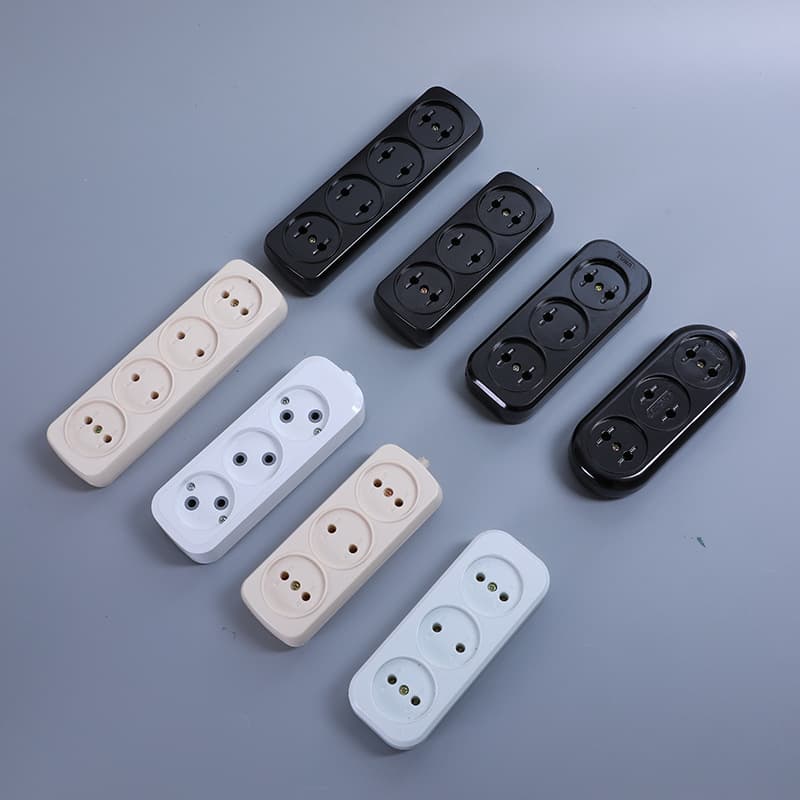 Cross-border Direct Supply European Standard 3-Outlet Power Strip with Grounding, German Standard 2-Outlet Power Strip, Bakelite Socket Strip