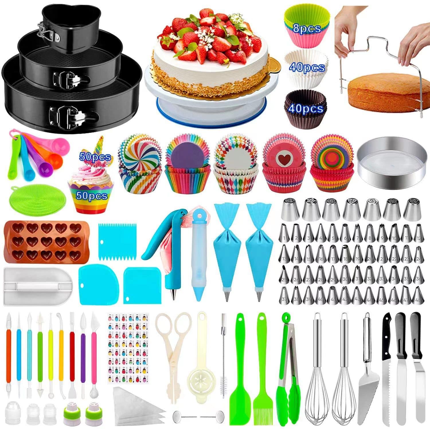 Amazon 493-Piece Cake Turntable & Piping Nozzle Baking Tool Set