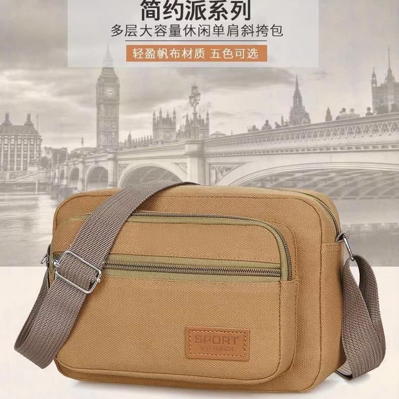 Canvas Bag Men's 2026 New Style Shoulder Bag Commuter Backpack Casual Crossbody Bag Vendor Bag