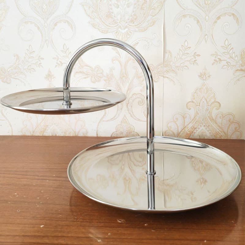 Stainless Steel Three-Tier Fruit Tray Afternoon Tea Dessert Stand Double-Layer Metal Dessert Rack Cake Stand Dried Fruit Storage Tray