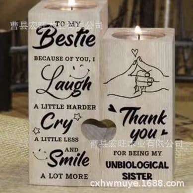 2023 New Home Decor Heart-shaped Candle Holder Wooden Atmosphere Ornament Mother's Day Candle Stand