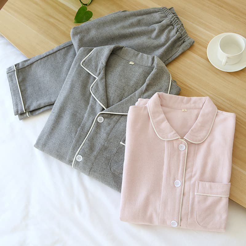 Four Seasons Cotton Fleece Pajamas Comfortable Long Sleeve Long Pants Brushed Couple Home Clothes Thin Model Home Leisure Suit