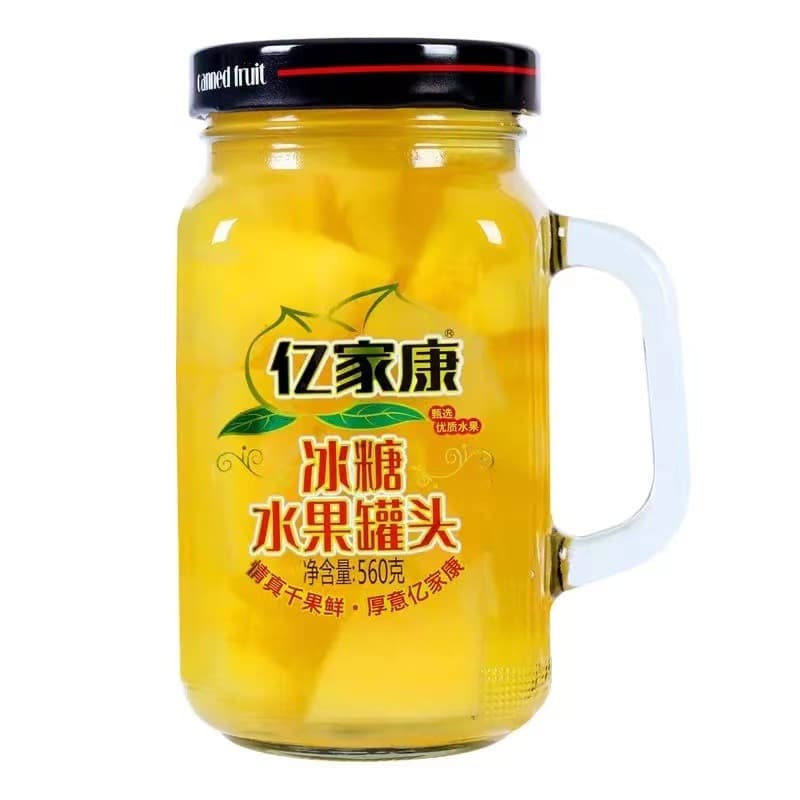 Fresh Fruit Rock Sugar Pineapple Canned 560g/3 Jars with Internet-Famous Glass Water Cup, Dormitory Snack