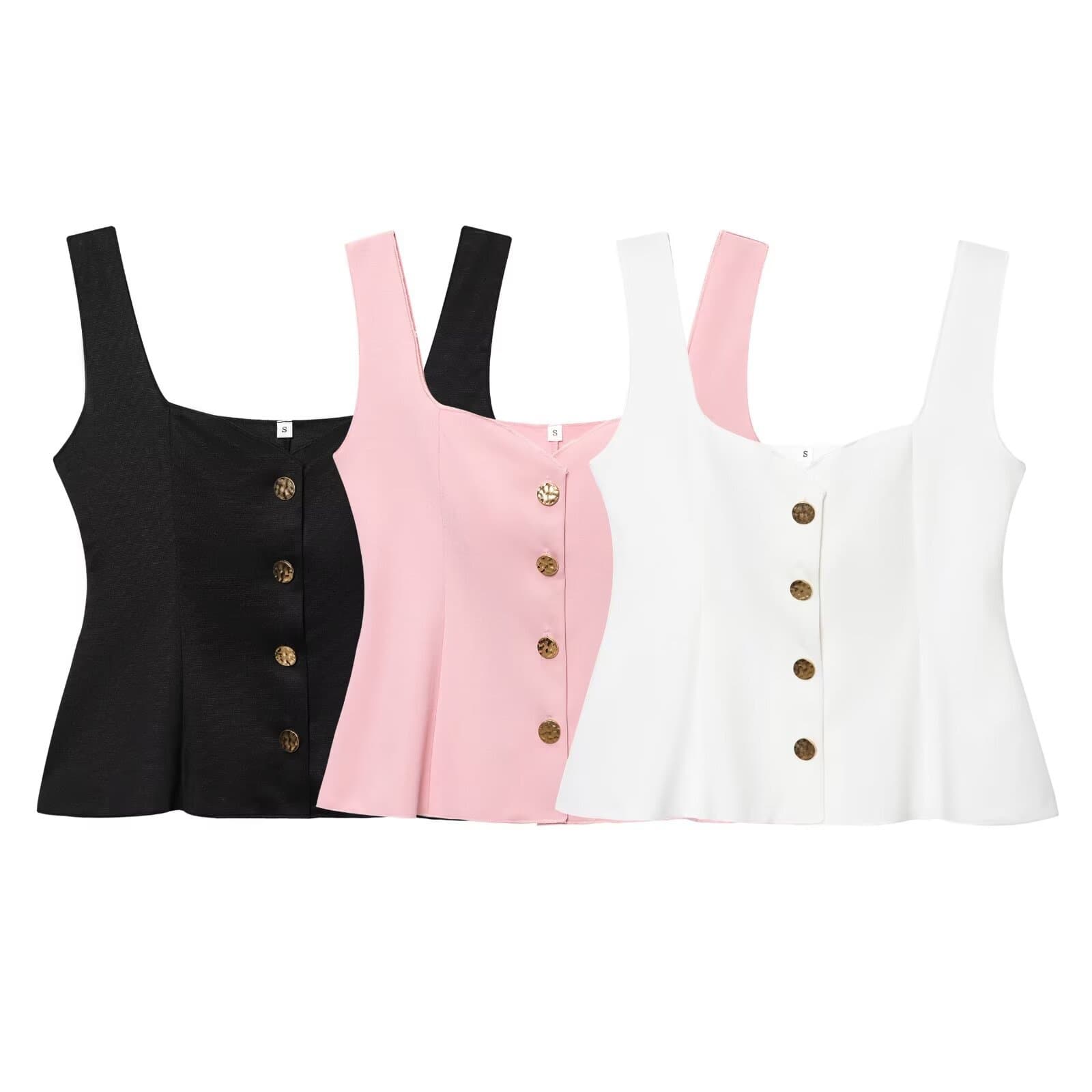 Cross-Border Supply 2025 Summer New European and American Style Design-Inspired French-Style Short Skirt-Style Hem Elastic Tank Top