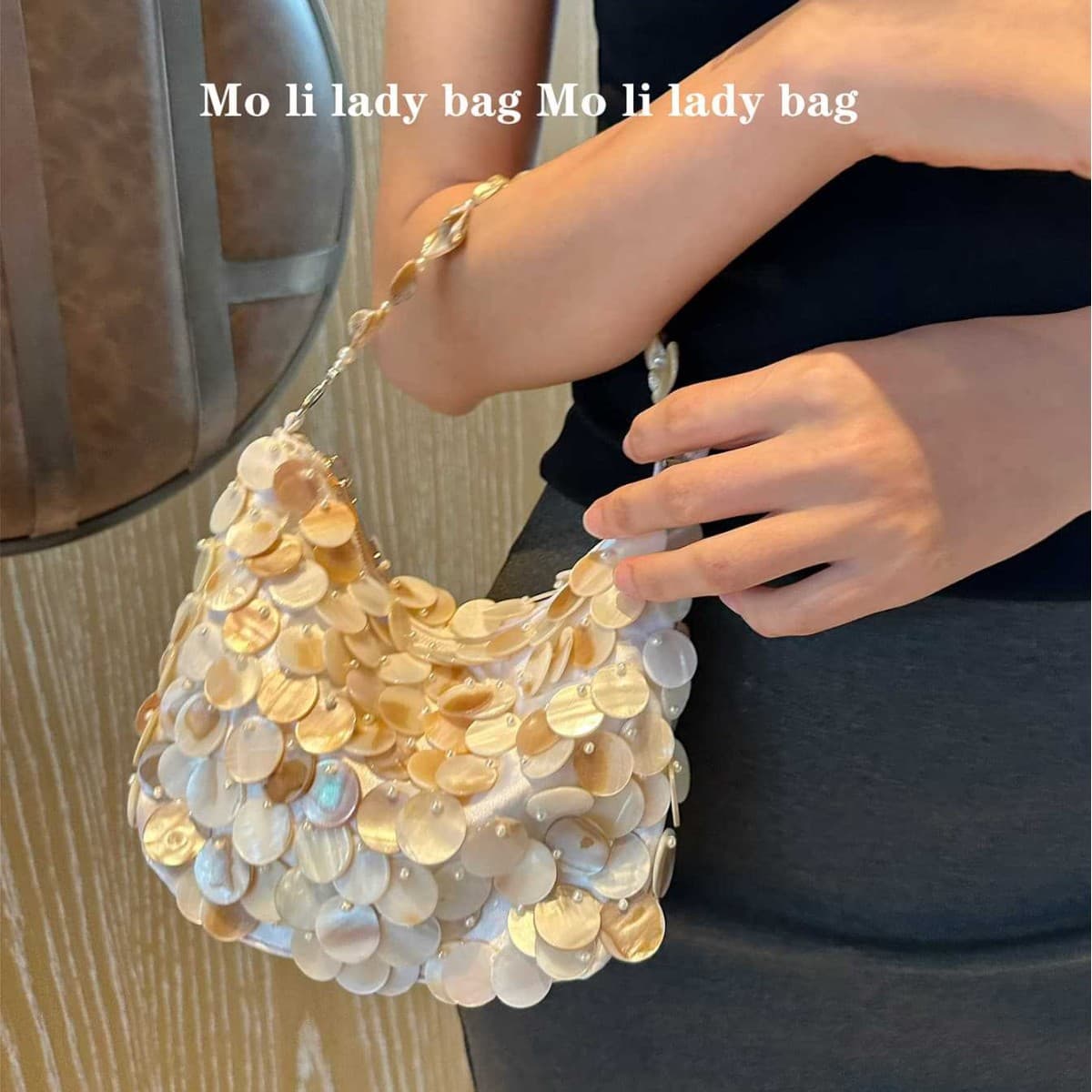 Hand-Sewn Beaded Mother-Of-Pearl Bag 2025 Spring and Summer New Style Celebrity Dinner Style Shell Bag Women's Satchel Shoulder Crossbody Bag