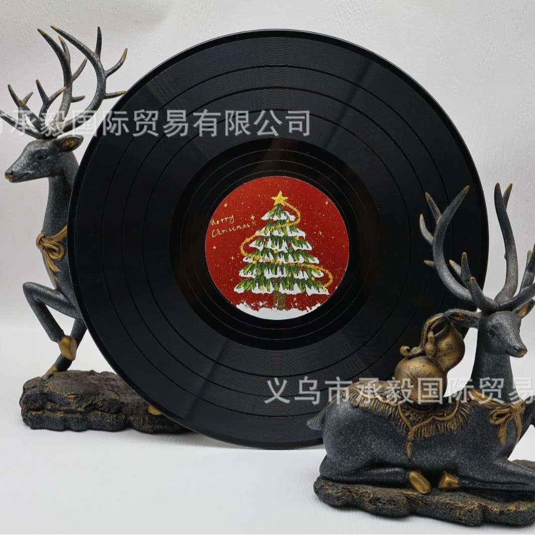Cross-border Hot Seller Amazon Christmas Simulation Vinyl Record Home Decoration Wall Desktop Ornament