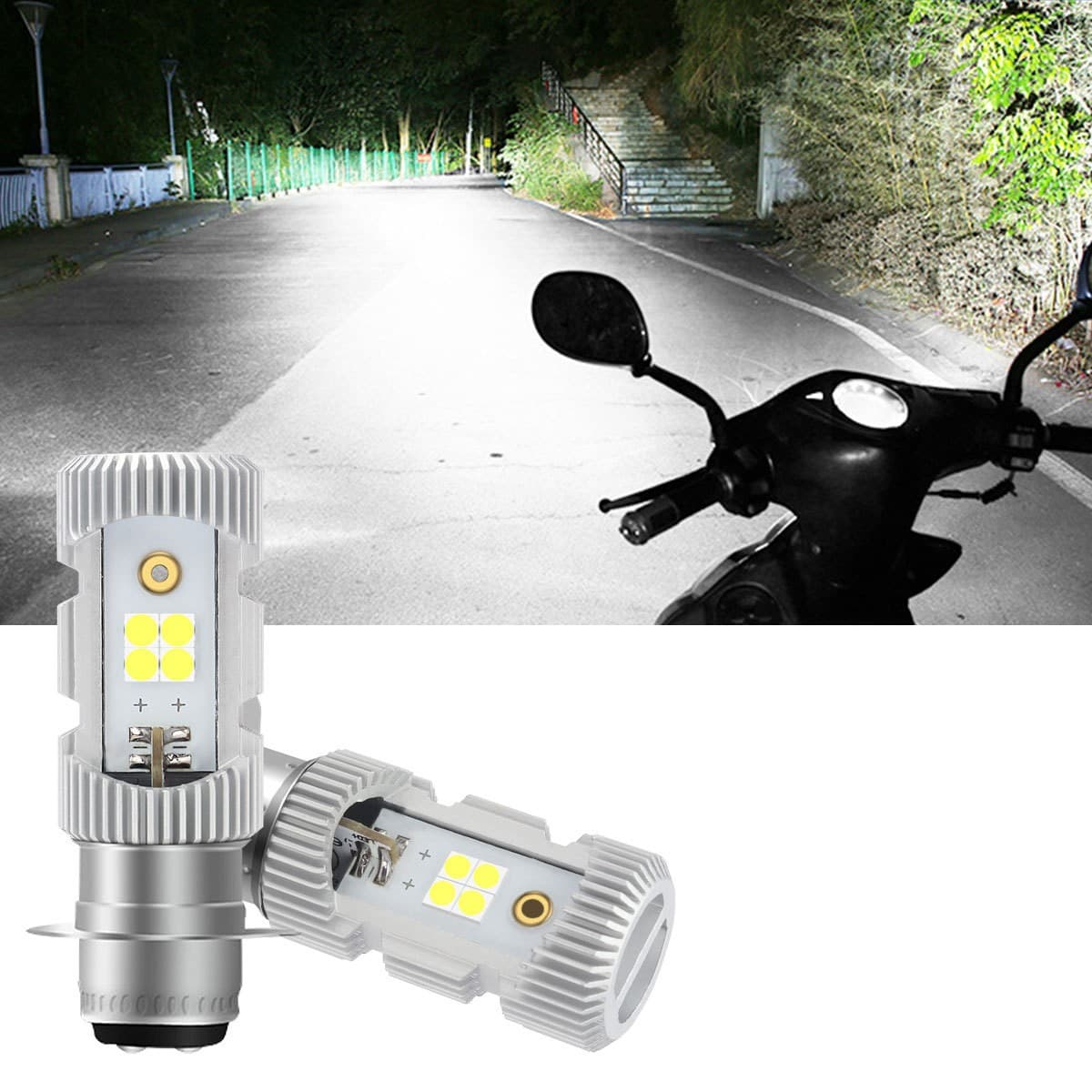 Motorcycle Headlight Single-Claw Double-Sided Bulb Built-in High-Brightness LED Front Light Modification Focused 3030 Lamp Beads