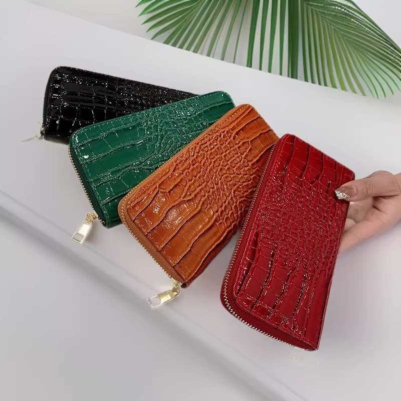 2026 New Fashion Crocodile Texture Women's Wallet Korean Style Large Capacity Textured Clutch Casual Card Holder Purse