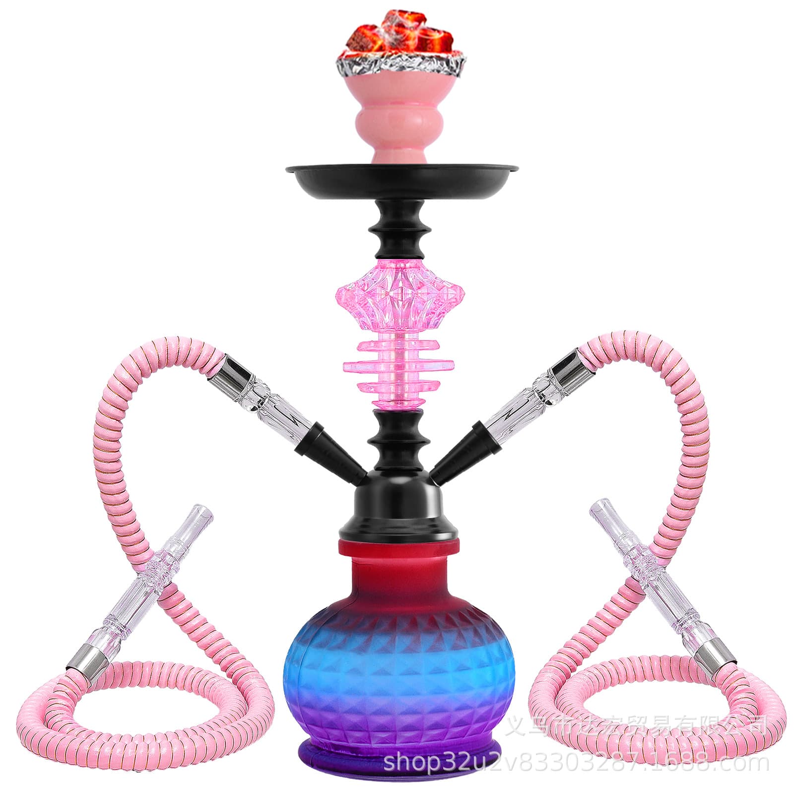 Cross-border hot-selling double-tube colored hookah set Arabic hookah HOOKAH full set of accessories shisha pot