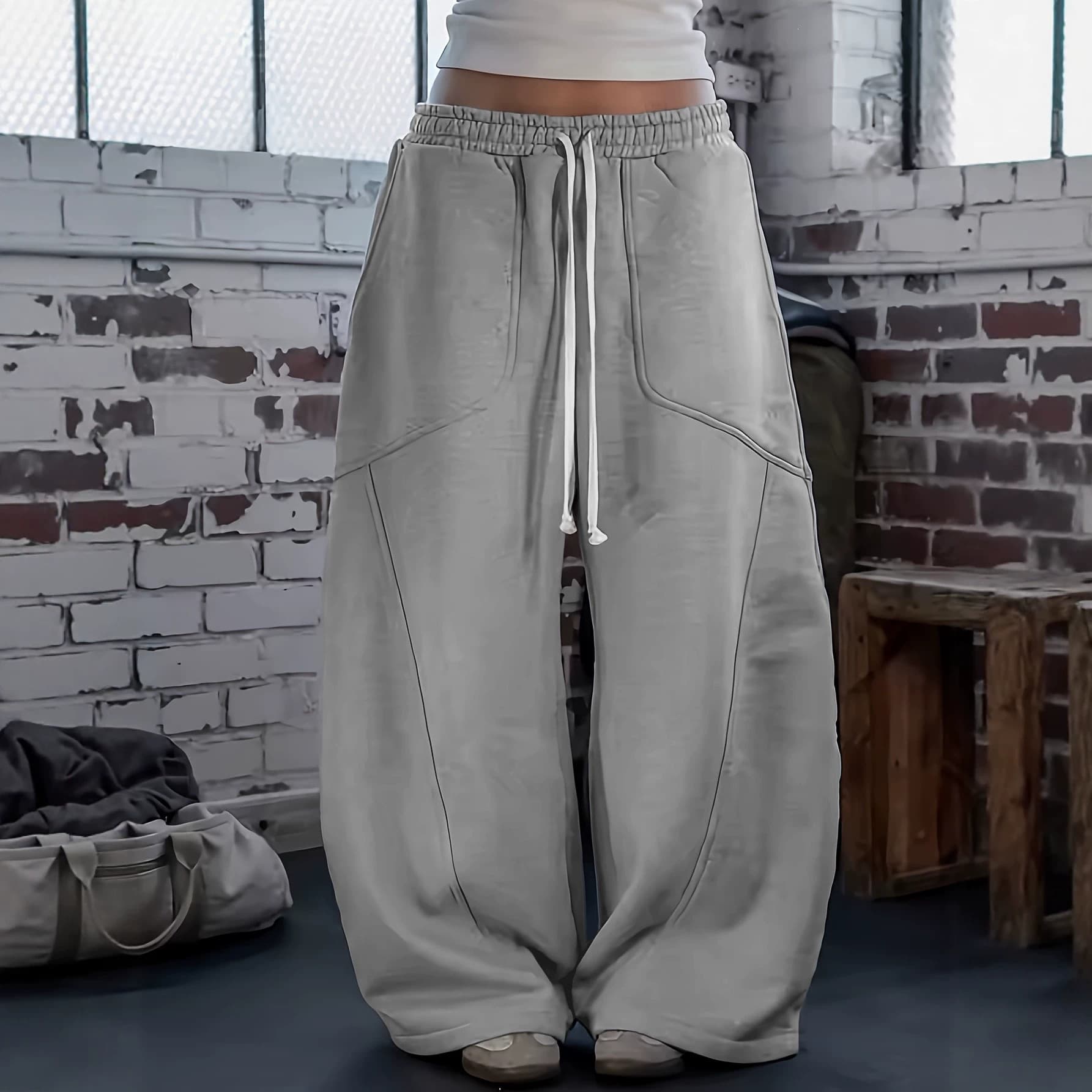 Cross-border Sweatpants Men's Wide-leg Pants Loose Outdoor Sports Casual Pants Export Hot-selling Extra-long Knit Skirt Pants