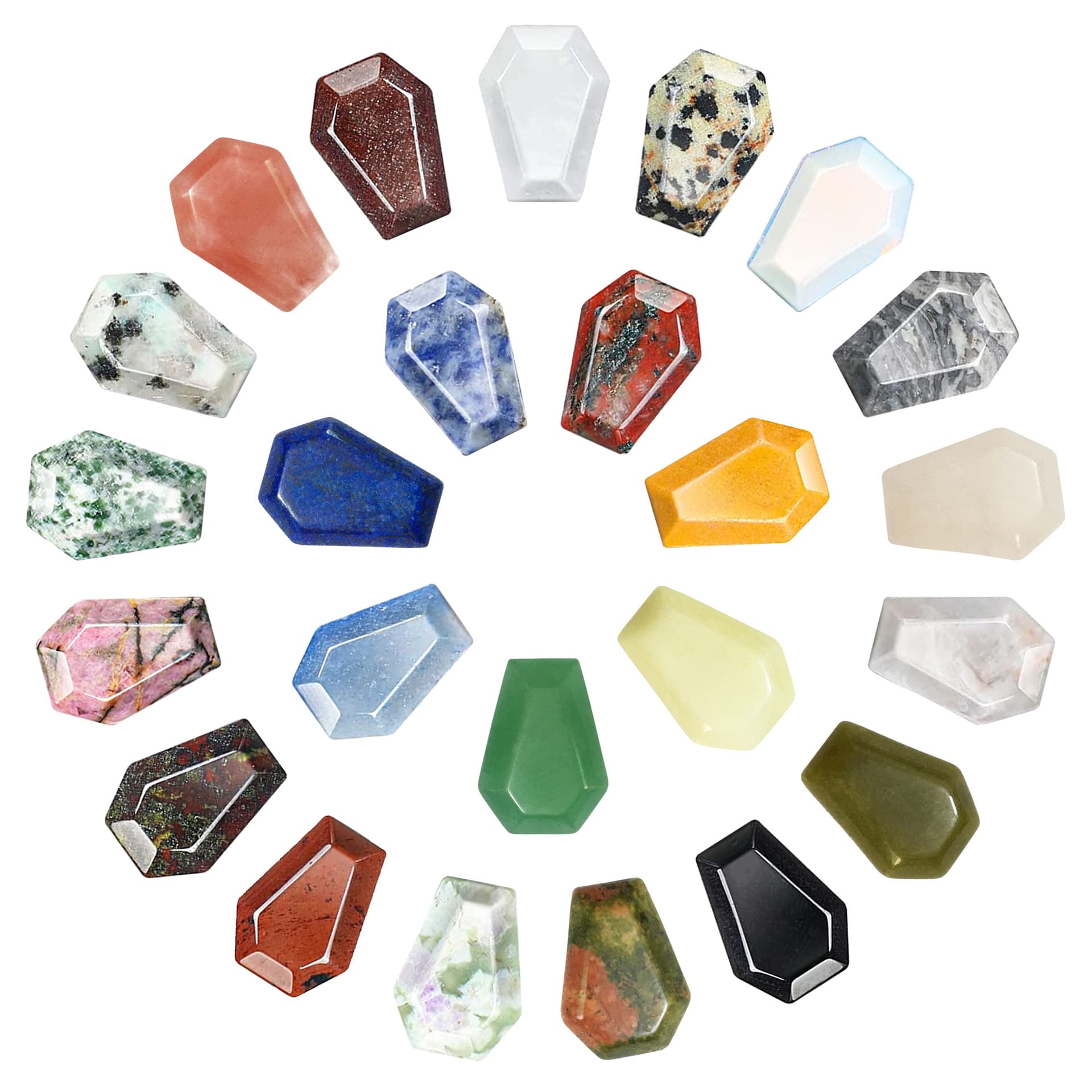 Cross-border Natural Crystal Small Polygonal Coffin Ornament, Gemstone Craft, Unique Agate Specimen, Jade Accessory Jewelry