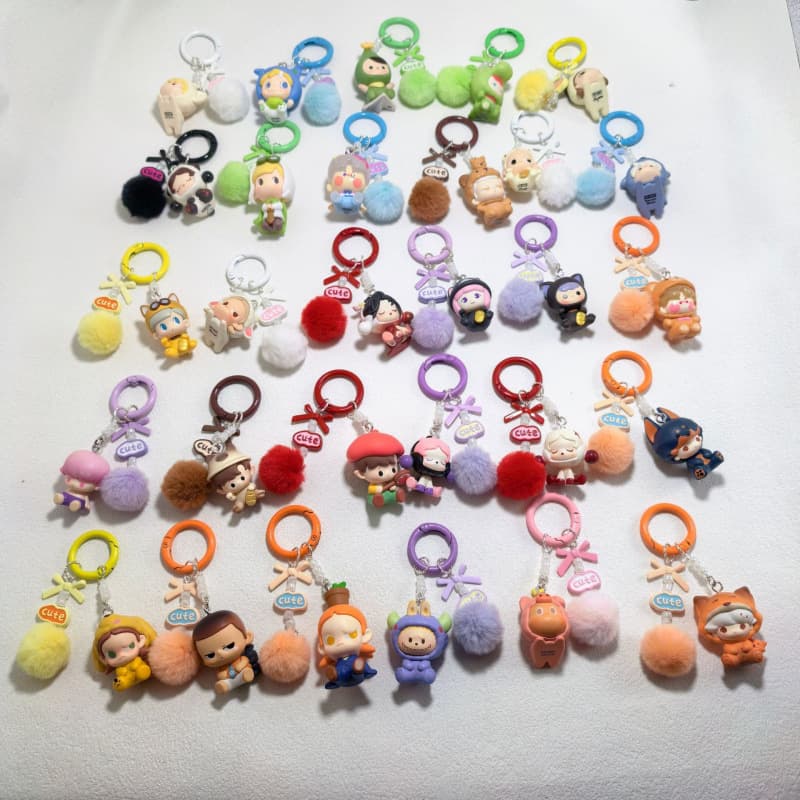 Genuine Cute Pajamas Outing Series Dolls Internet Celebrity Hot Style with Fur Ball Cute Keychain Mobile Phone Pendant