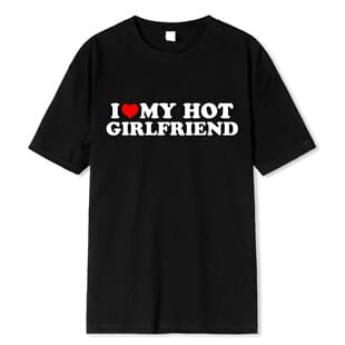 Short Sleeve T-Shirt for Men and Women, Vintage Funny I Love My Sexy Girlfriend Boyfriend T-Shirt, Loose Round Neck Couple Top