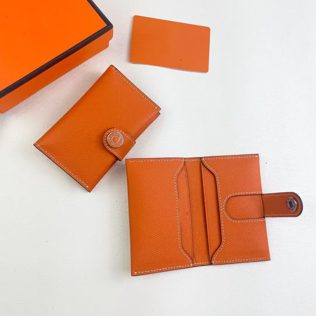 Manufacturer Wholesale Guangzhou New Style Genuine Leather Palm Print Wallet Card Holder Compact Portable Small Wallet Card Case with Box