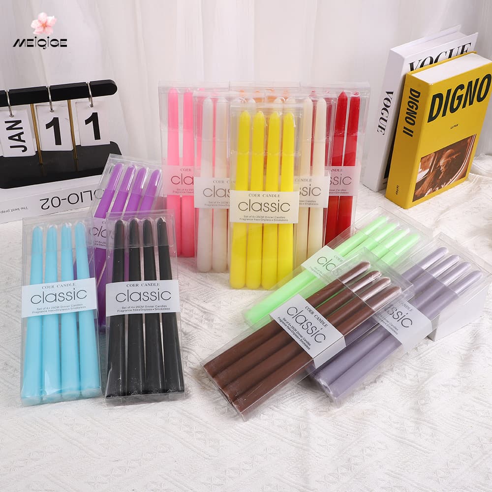 Bold 4-Piece/Box Straight Candles High-Appearance European Style Red and White Long Stick Candles Colorful Trendy Western Food Pillar Candles Taper Candles