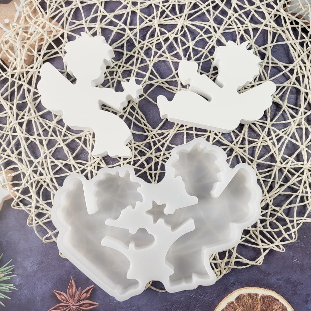 S0714 Angel Little Boy Combination Ornaments Decoration Cement Plaster Mold DIY Silicone Mold