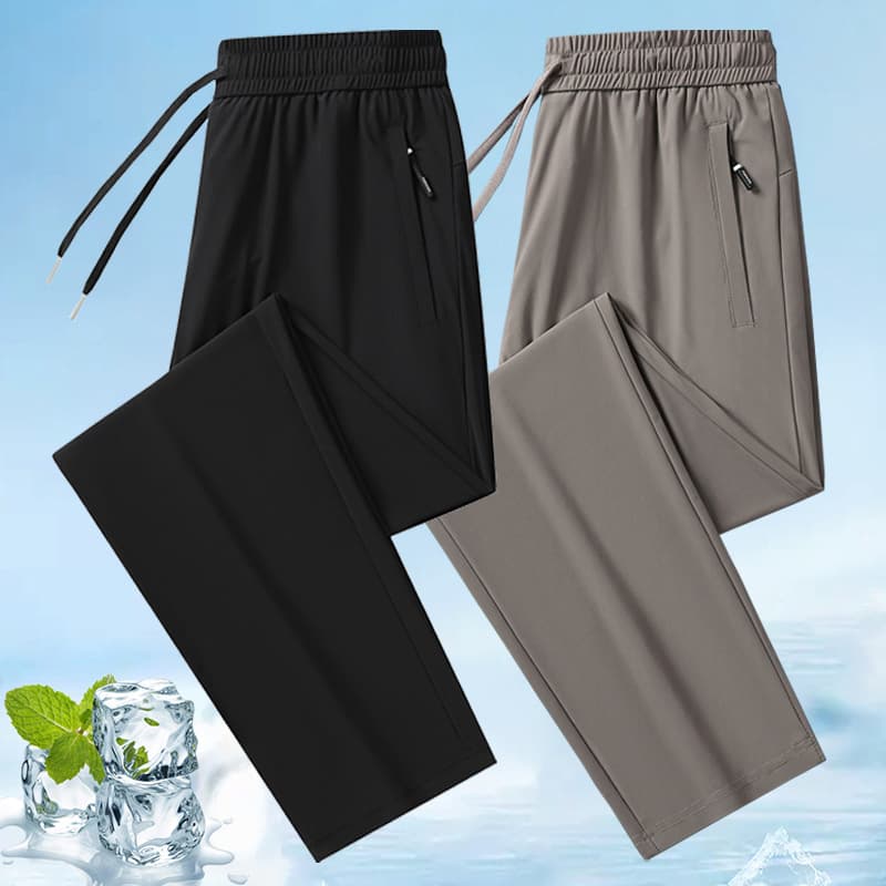 Ice Silk Men's Pants Summer Thin Quick-drying plus size Casual Men's Pants Loose Straight Breathable Air Conditioning Sports Pants