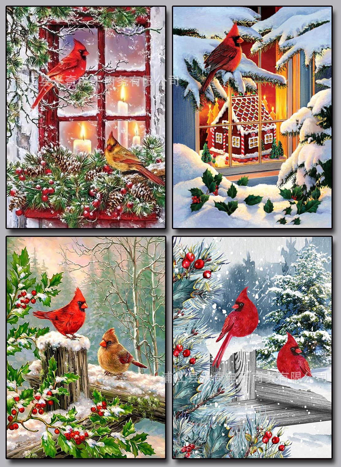 Amazon Hot Red Bird Winter Art Adult 5D Diamond Painting Kit Basic Full Diamond DIY Diamond Art