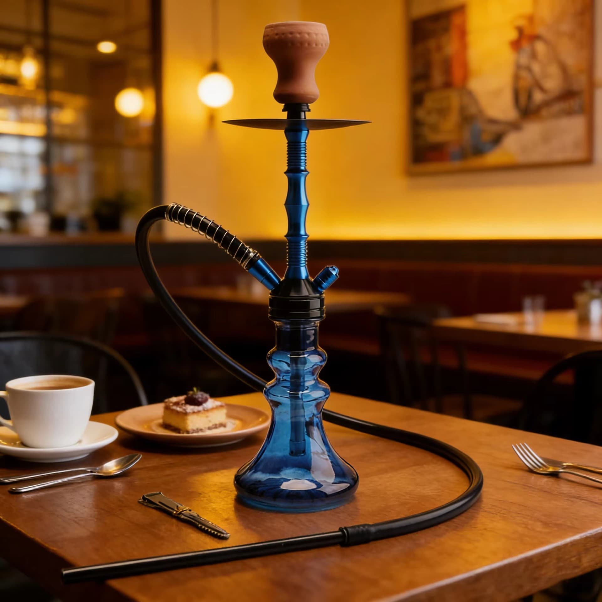 Gold and Silver Arabic Hookah Aluminum Single Tube Glass Hookah LED Hookah Bar KTV Special