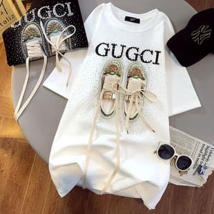 New European Style Heavyweight Short Sleeve T-Shirt for Women 2023 Summer Loose Fit Mid-Length Top