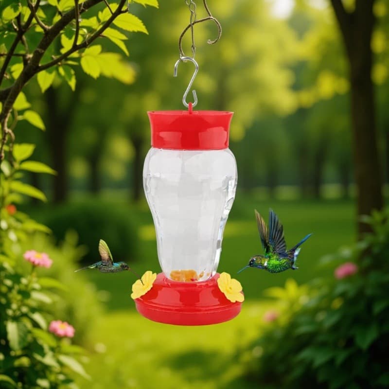Stainless Steel Hooked Hummingbird Feeder Hanging Bird Waterer Pet Garden Supplies