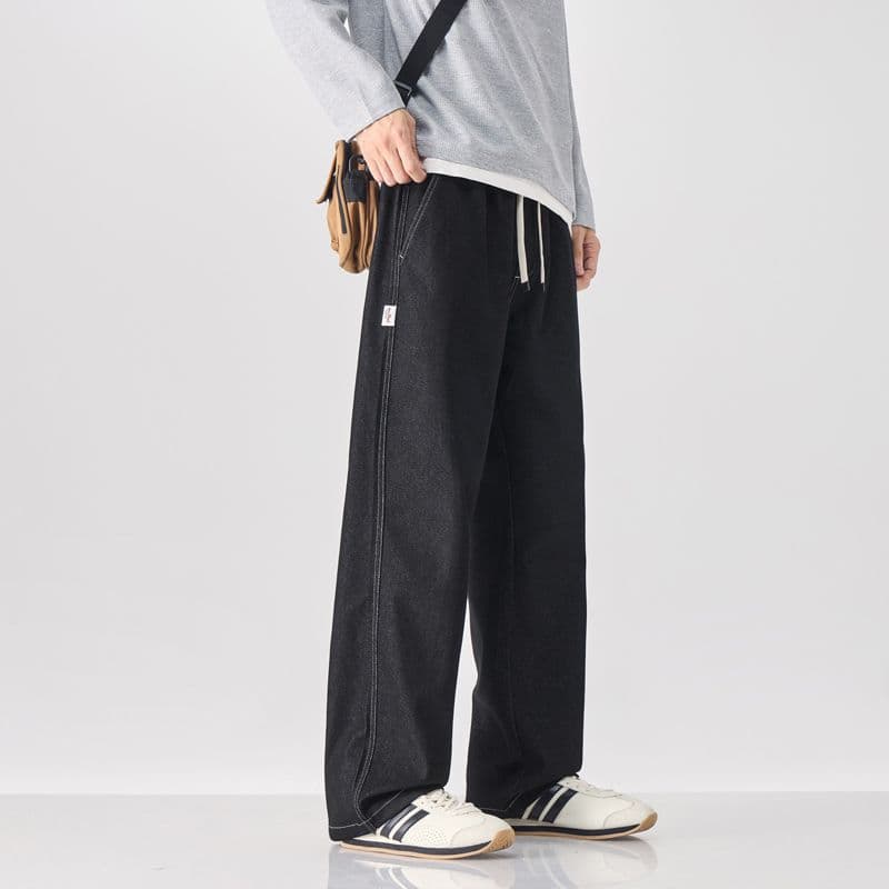 2026 Spring/Autumn New Season European American Japanese Korean Faux Denim Wide Leg Straight Casual Pants for Men