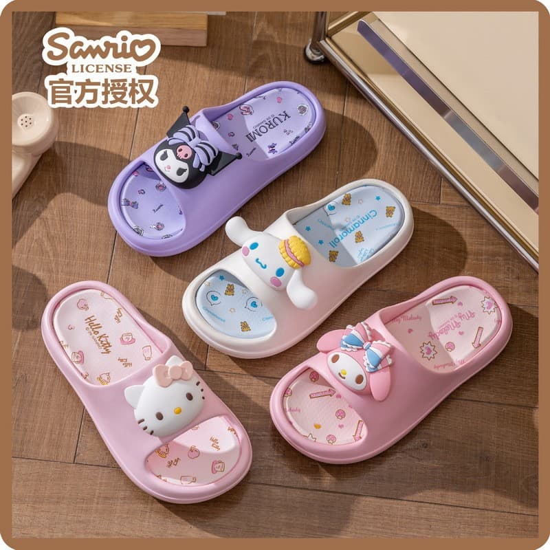 Drop shipping wholesale genuine Sanrio children's cool slippers for girls cute cartoon non-slip soft sole slippers
