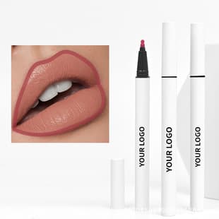 Cross-Border No Logo Waterproof Easy-Color Lip Liner, Non-Stick Cup, Long-Lasting Matte Lip Pencil, Matte Texture