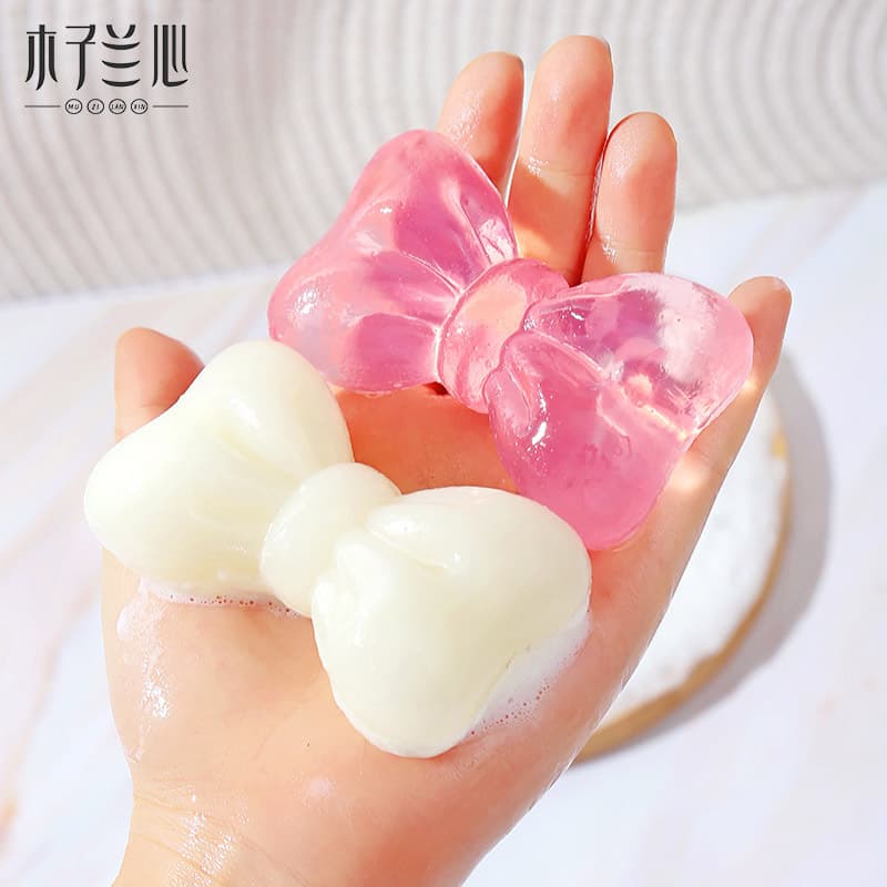 Bow Soap Handmade Soap Lanolin Soap Scented Soap Creative Milk Soap Rose Bath Soap Cleansing Gift