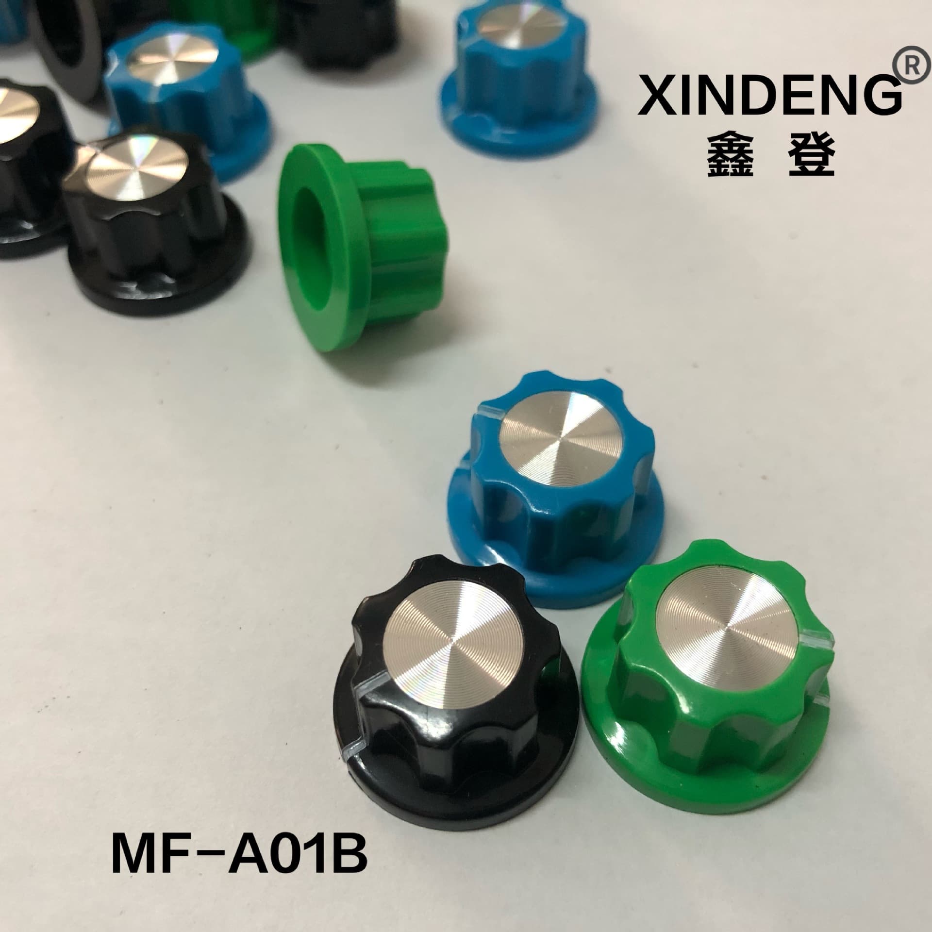 Manufacturer supply: Mf-A01B, fluted potentiometer knob cap, speed control knob, audio knob.