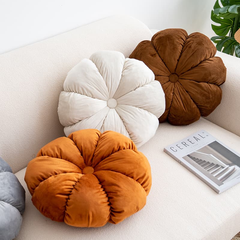 Modern Minimalist Sofa Throw Pillow Back Cushion Solid Velvet Ins Style Flower Pillow Round Bud Cushion Wholesale