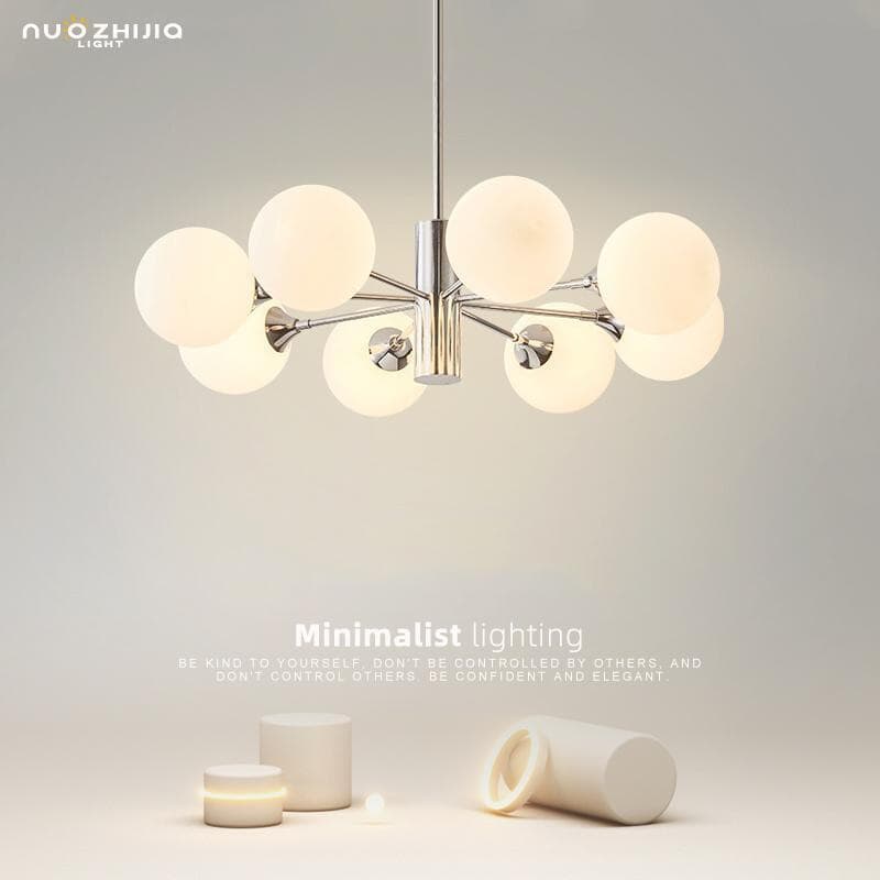 Cross-view living room chandelier, Bauhaus style bedroom dining room light, Nordic magic bean molecule cream style minimalist warm study light