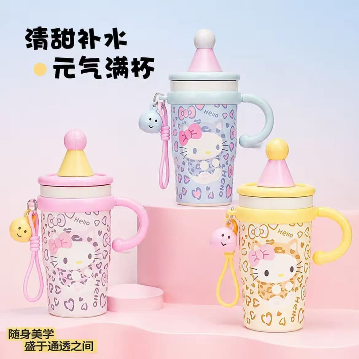 Trending Cute Cartoon Pet Handle Water Bottle, Ins Style Large Capacity 316 Stainless Steel Thermos for Girls and Students