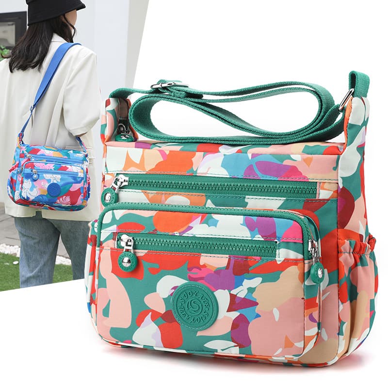 Women's Bag 2023 New Printed Nylon Shoulder Bag Canvas Crossbody Bag Middle-aged Mom Bag Fashion Casual Lightweight