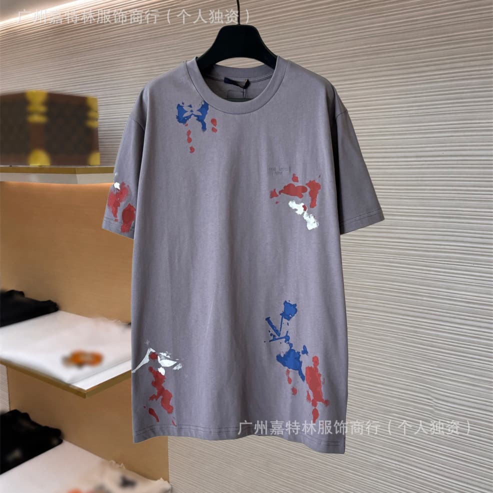 Cross-border trade Donkey brand T-shirt new style splash ink small letter embroidered short sleeve, trendy brand for men and women Donkey brand short sleeve T-shirt