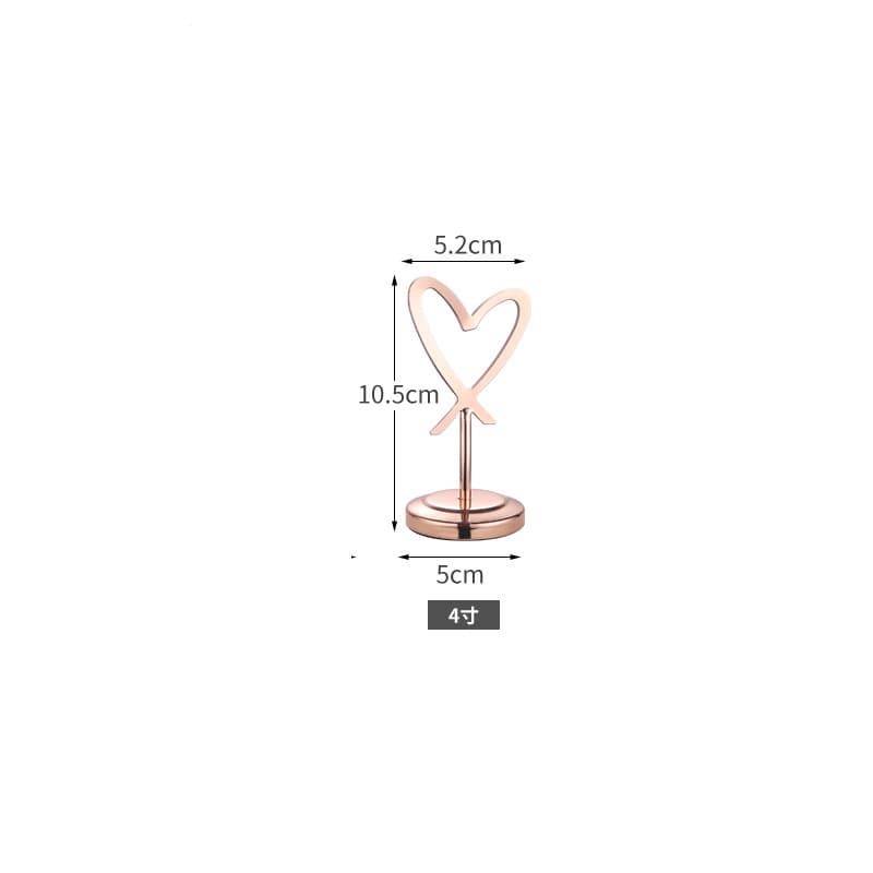 Stainless Steel Heart-Shaped Table Number Card Holder Place Card Stand Buffet Table Sign Display Stand Wedding Number Clip