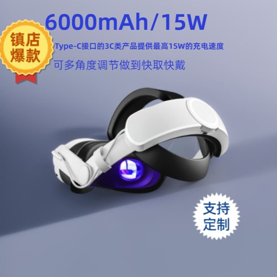 2024 Best-Selling New Oculus Quest 3 VR Head Strap, 15W/6000mAh VR Accessory
