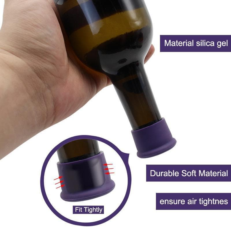 Food-Grade Silicone Wine Stopper, Round Fresh-Keeping Bottle Cap, Leak-Proof Vacuum Seal Cap, Beer Stopper, Printed Red Wine Bottle Stopper