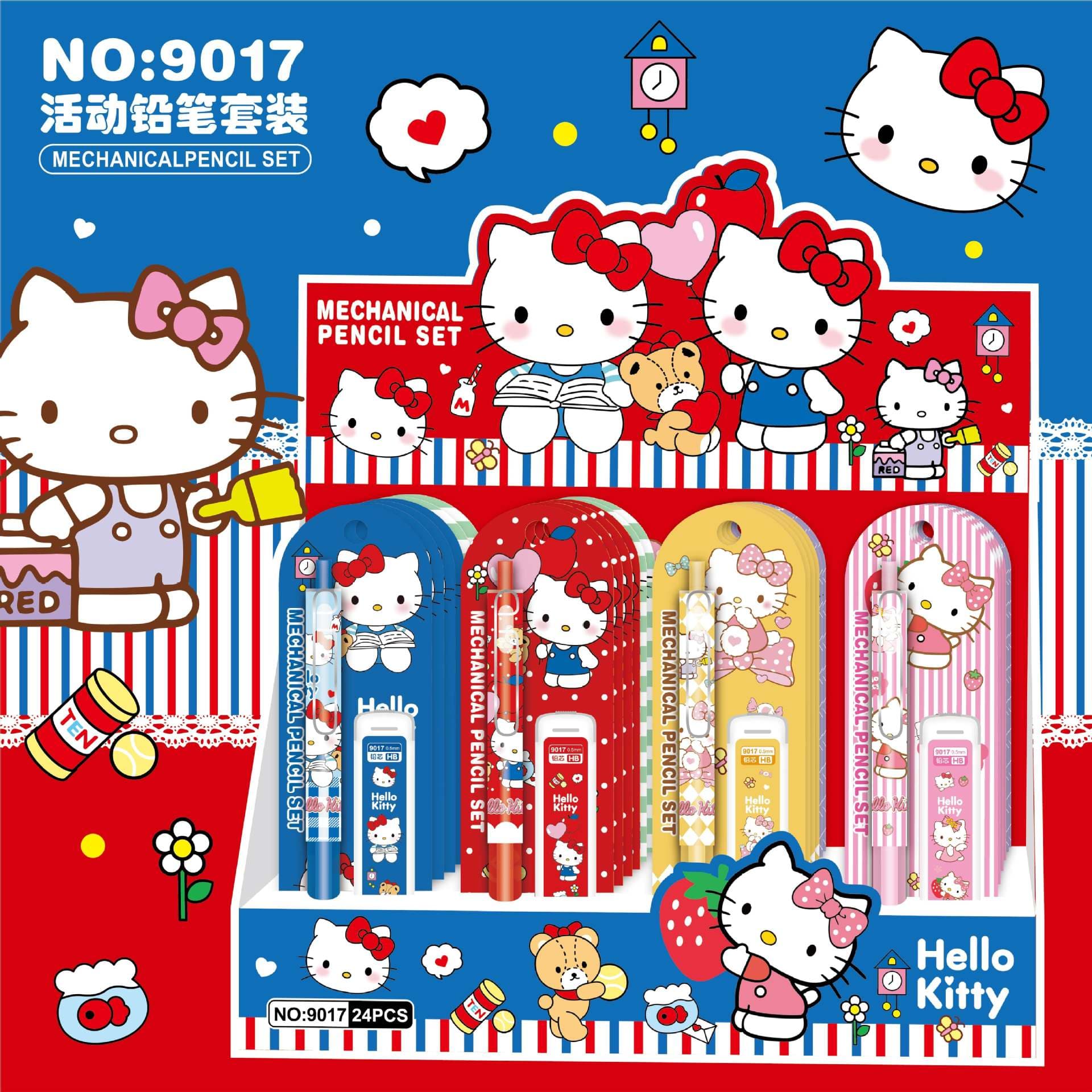 KT Cat Mechanical Pencil Set Cartoon 0.5mm Push Type with Lead Refills Elementary School Stationery Wholesale Bulk Supply