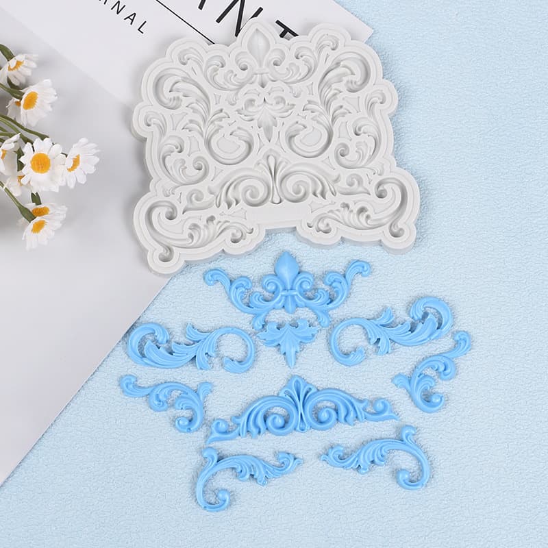 DIY Vintage Relief Floral Vine Lace Flower Vine Shape Chocolate Fondant Cake Gum Paste Silicone Mold