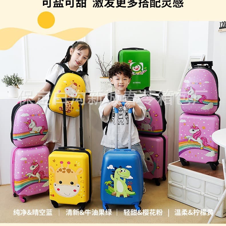 Children's Trolley Case Pink Unicorn Design Carry-on Suitcase Kids Travel Luggage Wheels Lock Zipper Handle