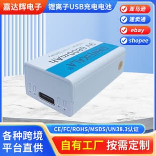 9V Battery 6800mAh Lithium-ion USB Rechargeable Battery 9v Rechargeable Battery for Microphone Toys + Charging Cable