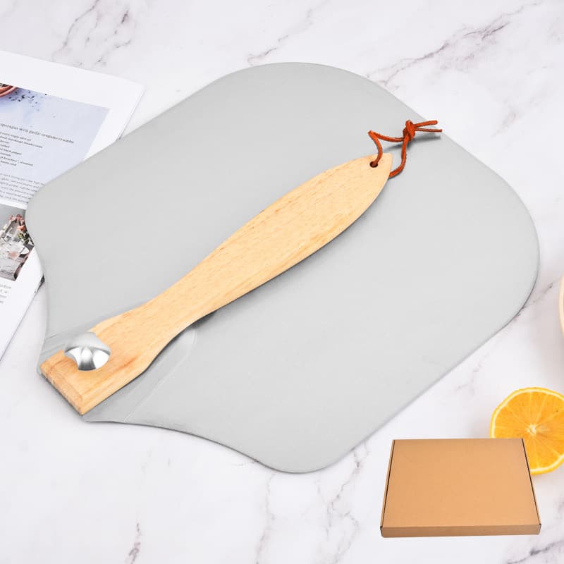 Folding aluminum pizza spatula, wooden handle transfer pizza spatula, large new cake and pizza spatula baking tool