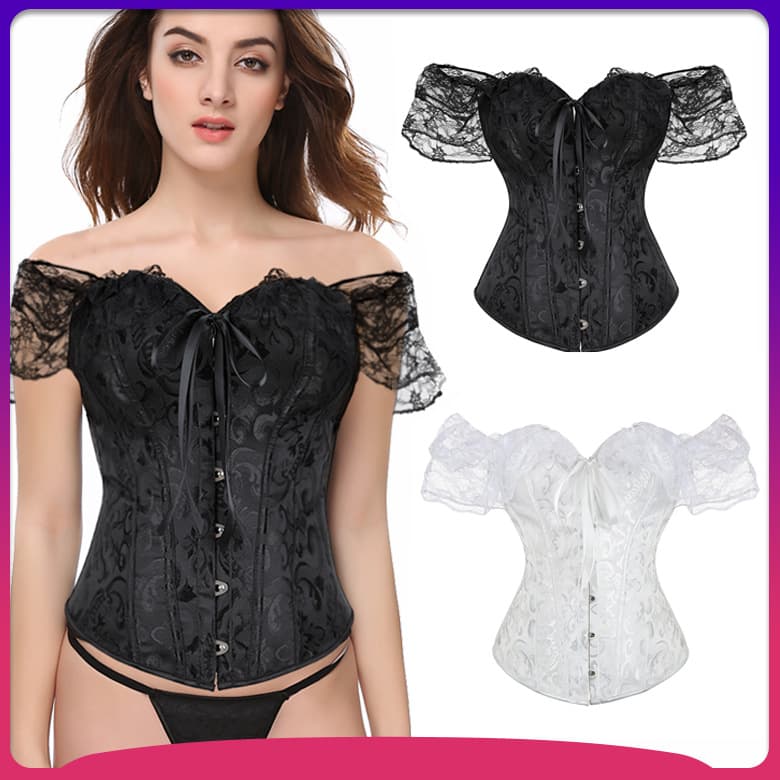 European Style New Court Corset Bustier Gown Top Short Sleeve Shapewear For Bridal Wedding Lolita