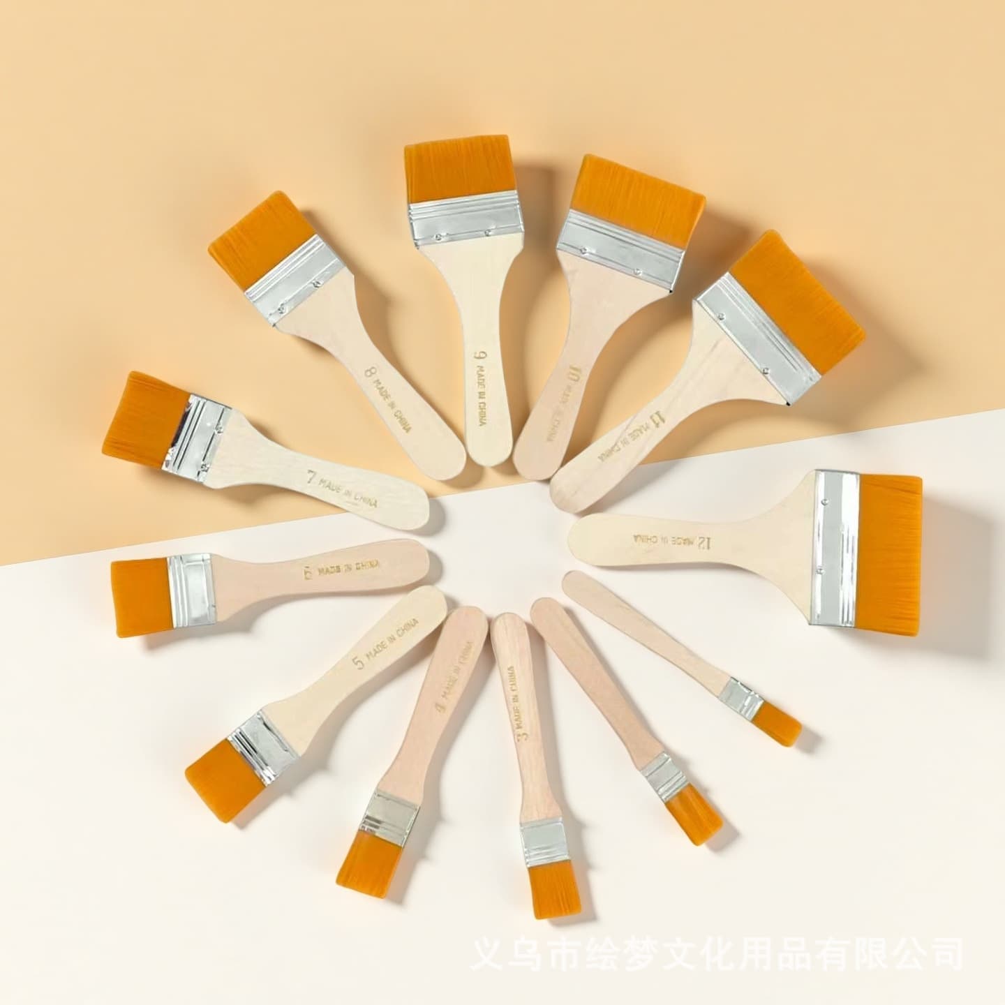 Yellow Nylon Brush, Oil Painting Nylon Brush, Art Painting Brush, Wooden Oil Painting Brush, Brush Board