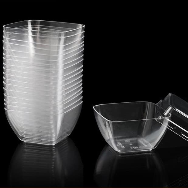 Creative Transparent Plastic Cup, Trendy Jelly Cup, Dessert Table Disposable Square Mini Mousse Cup Wholesale Factory