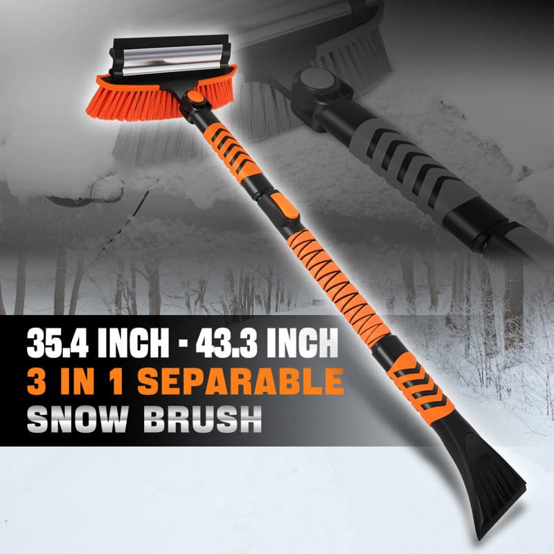 2026 New Cross-border Drop Shipping 3-in-1 Retractable Snow Brush and Ice Scraper for Car Windshields