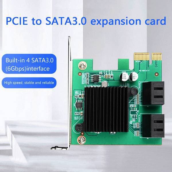 1Pcs Green Pcb Pcie to Sata3.0 Expansion Card Pci-E to 4-Port Sata3.0 Adapter Card Sat