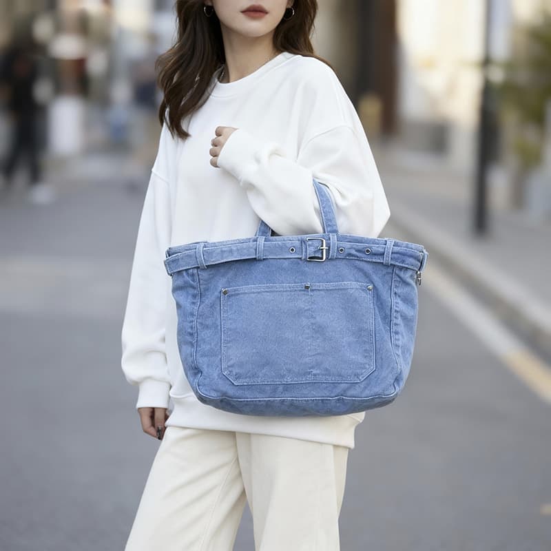 Harajuku Style Retro Denim Bag for Women, New Large Capacity Versatile Casual Crossbody Bag Handbag Student School Bag